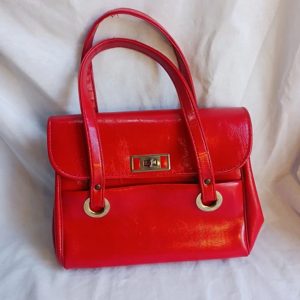 Vintage MCM Red Vinyl Handbag Double Handle